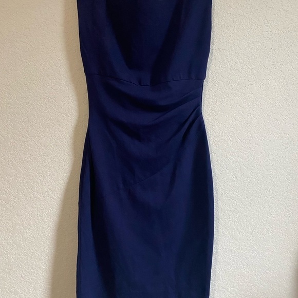 Diane von Furstenberg Jori Ruched Sheath Navy Blue Office Siren Feminine Dress 4 - Picture 4 of 14